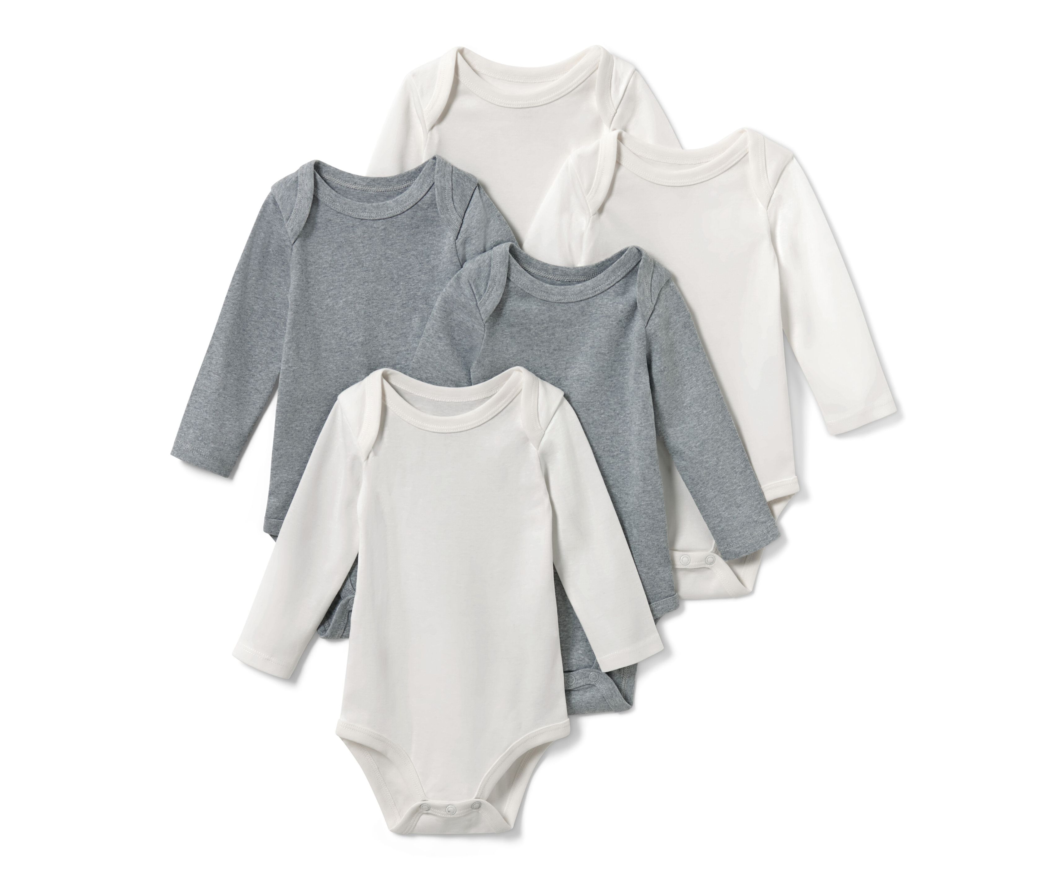 Tchibo - 5 Baby-Langarmbodys - Baby - Gr. 62/68 - grau