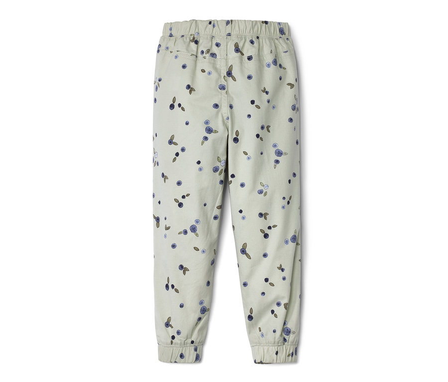 Hellgrüne Kinder-Pull-on-Pants – Fit »Ella« mit Beerenmuster.