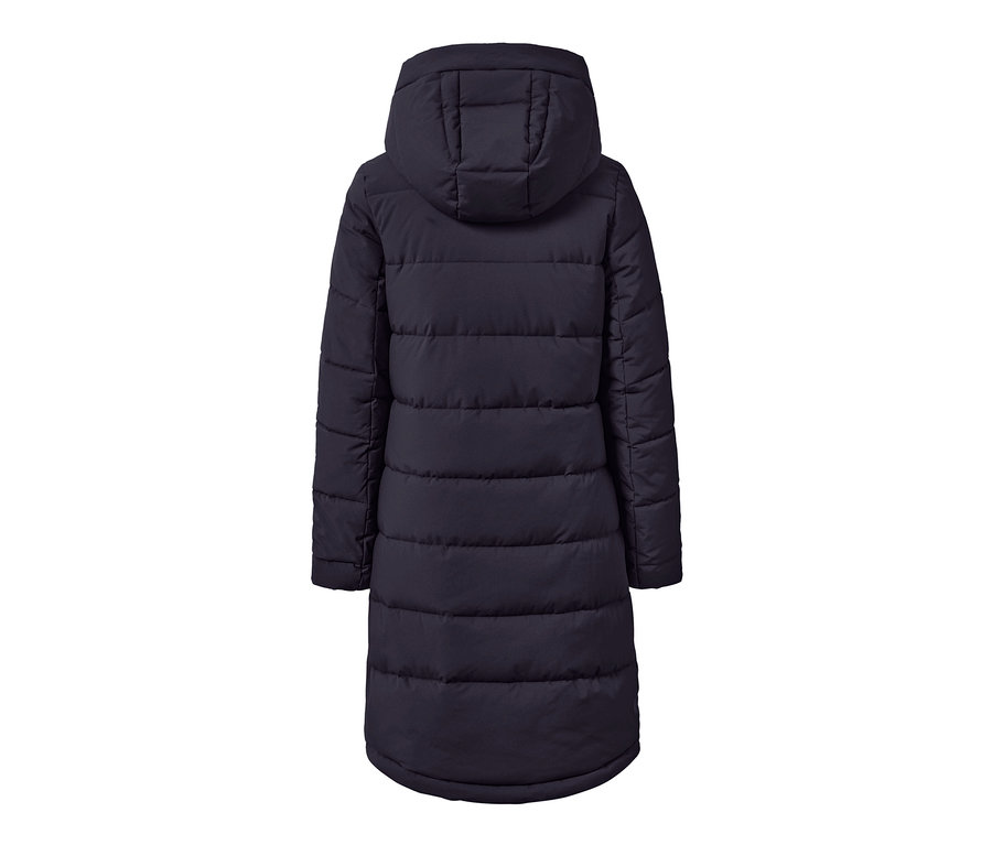 Blauer Steppmantel von hinten.