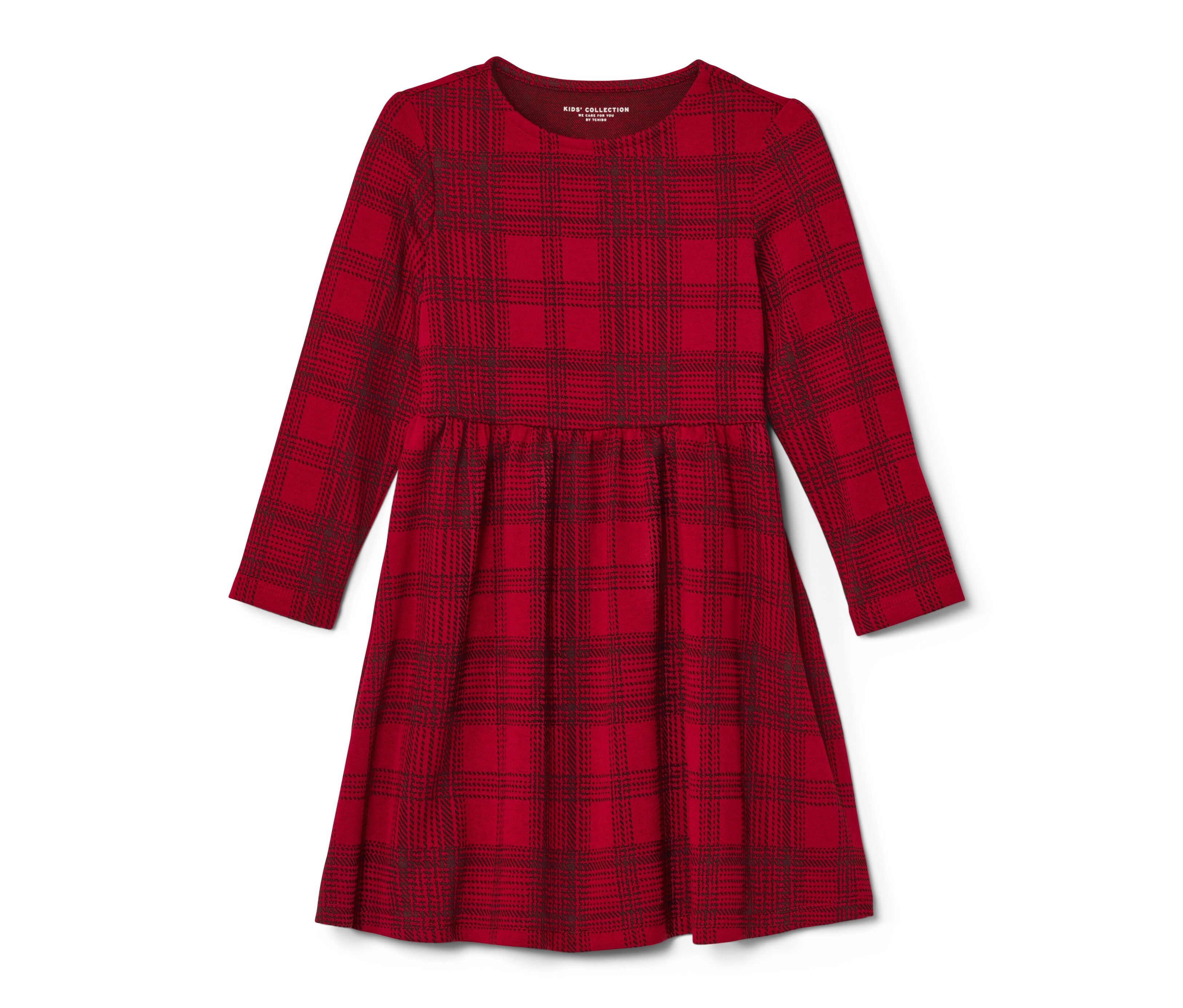 Tchibo - Kinder-Jersey-Kleid - Mädchen - Gr. 122/128 - schwarz/kariert