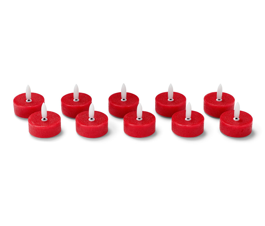 10 rote LED-Echtwachs-Teelichter.