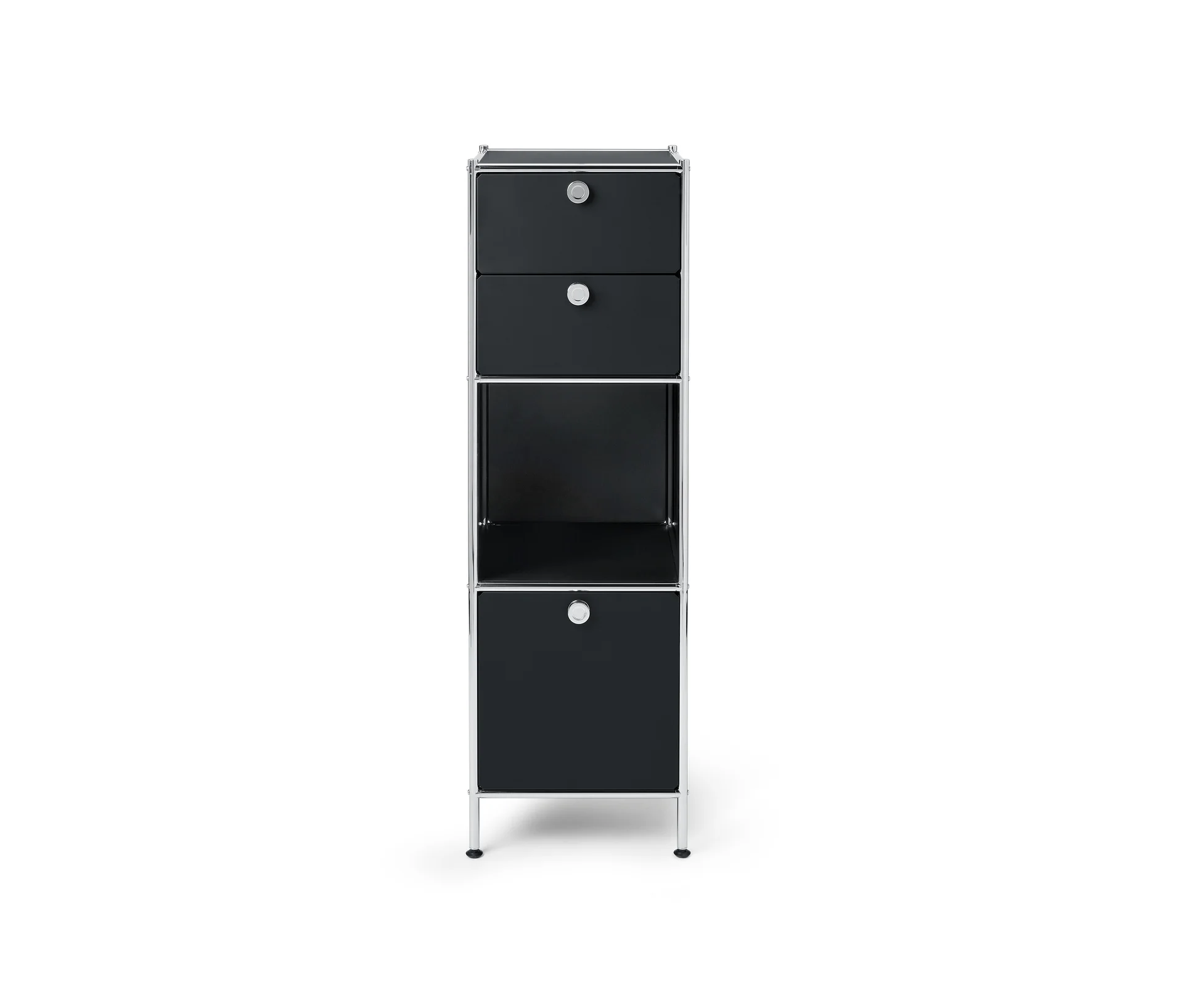 Tchibo - Schmale Kommode Metall »Cn3« mit zwei Schubladen und 1 Klappenfach - 40x40x127cm - schwarz -
