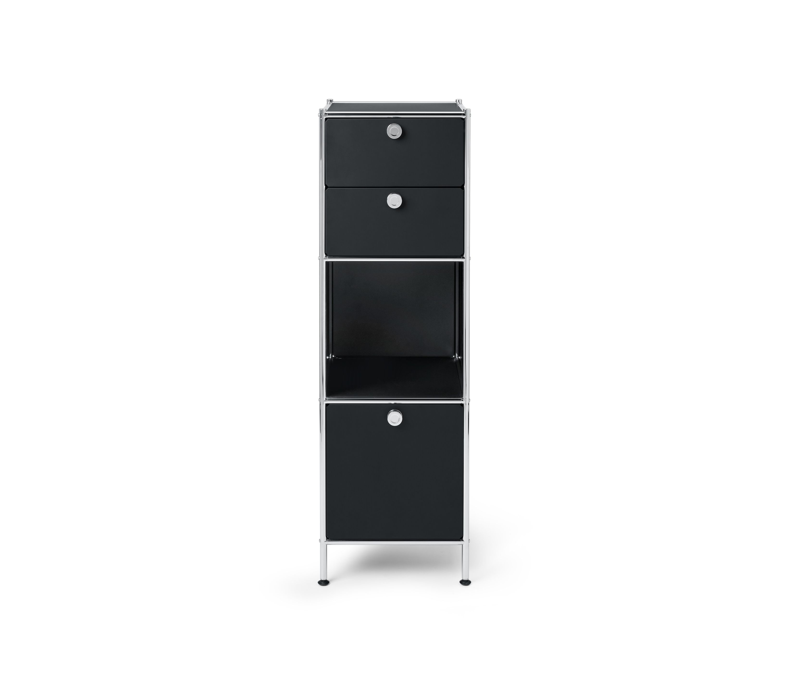 Tchibo - Schmale Kommode Metall »Cn3« mit zwei Schubladen und 1 Klappenfach - 40x40x127cm - schwarz - Stahl / Aluminium ...