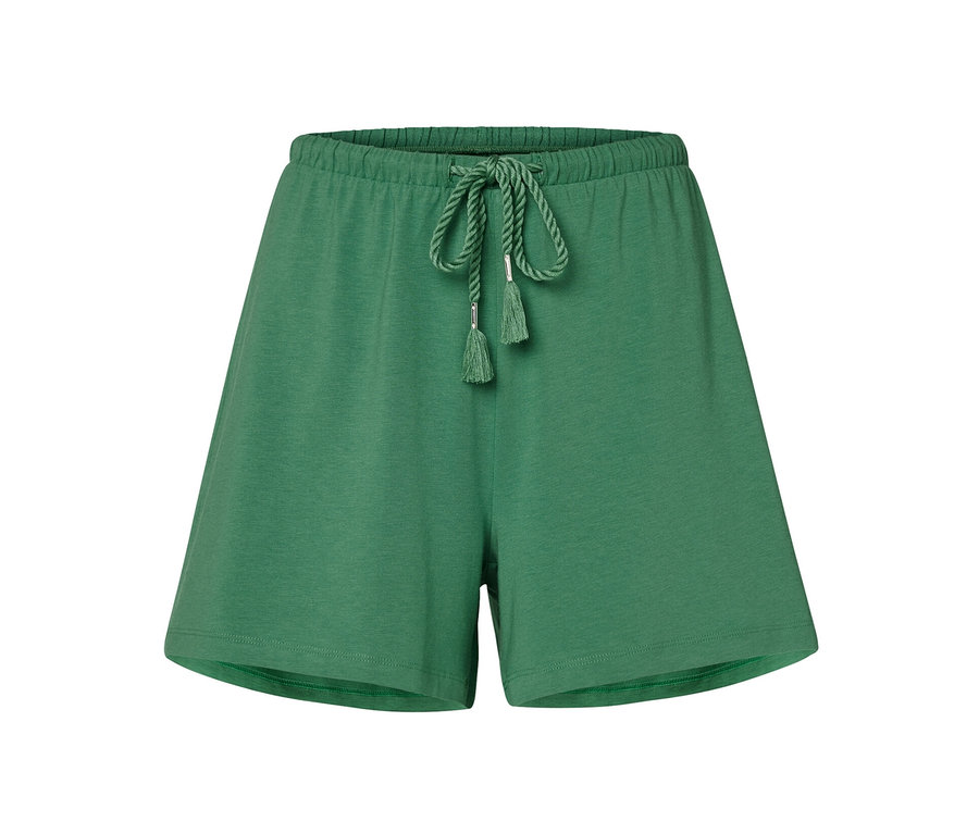 Grüne Shorts mit Kordelzug.