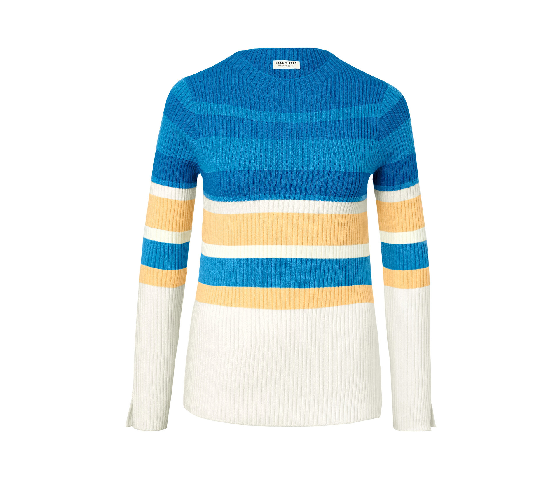 Gerippter Pullover - Damen - Gr. XL - creme/gestreift - creme