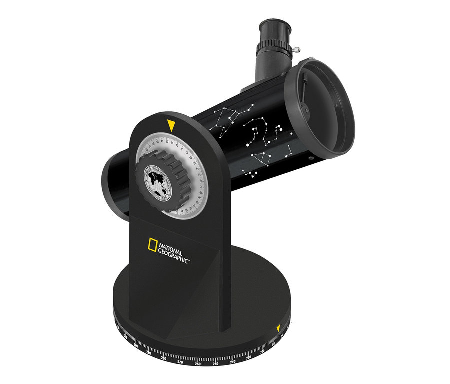 Schwarzes NATIONAL GEOGRAPHIC 76/350 Teleskop mit Mondfilter.