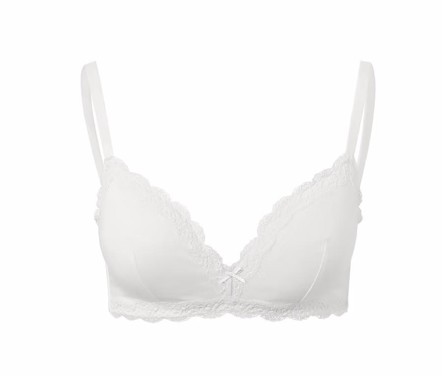 Weißer Softschalen-BH mit Spitze.