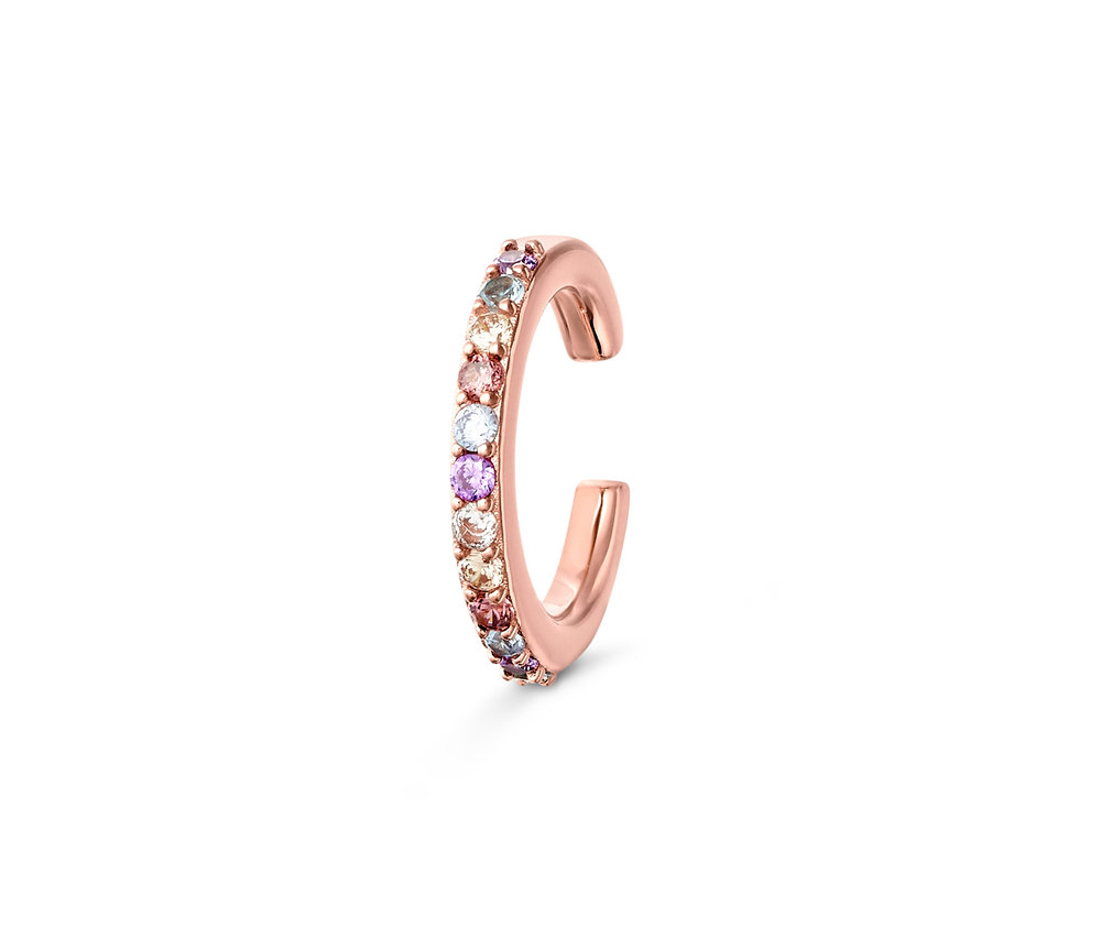 Nahaufnahme eines 925 Silber Earcuffs Multicolor.