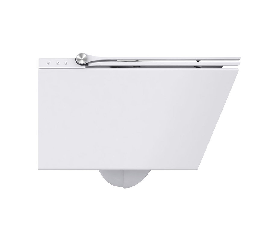 Detailansicht einer weißen Hänge-Toilette mit integrierter Bidetfunktion. SCHÜTTE Dusch-WC »Cesari«.
