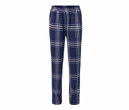 Blaue karierte Joggpants.