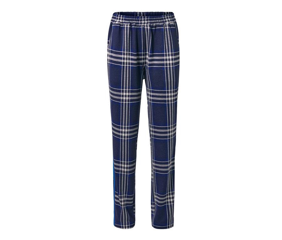 Blaue karierte Joggpants.