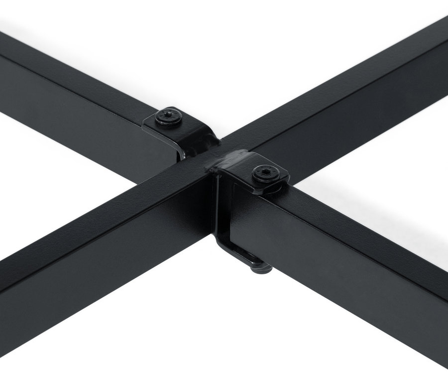 Detailansicht der Unterseite des schwarzen Ausklapptischs »Elin«.