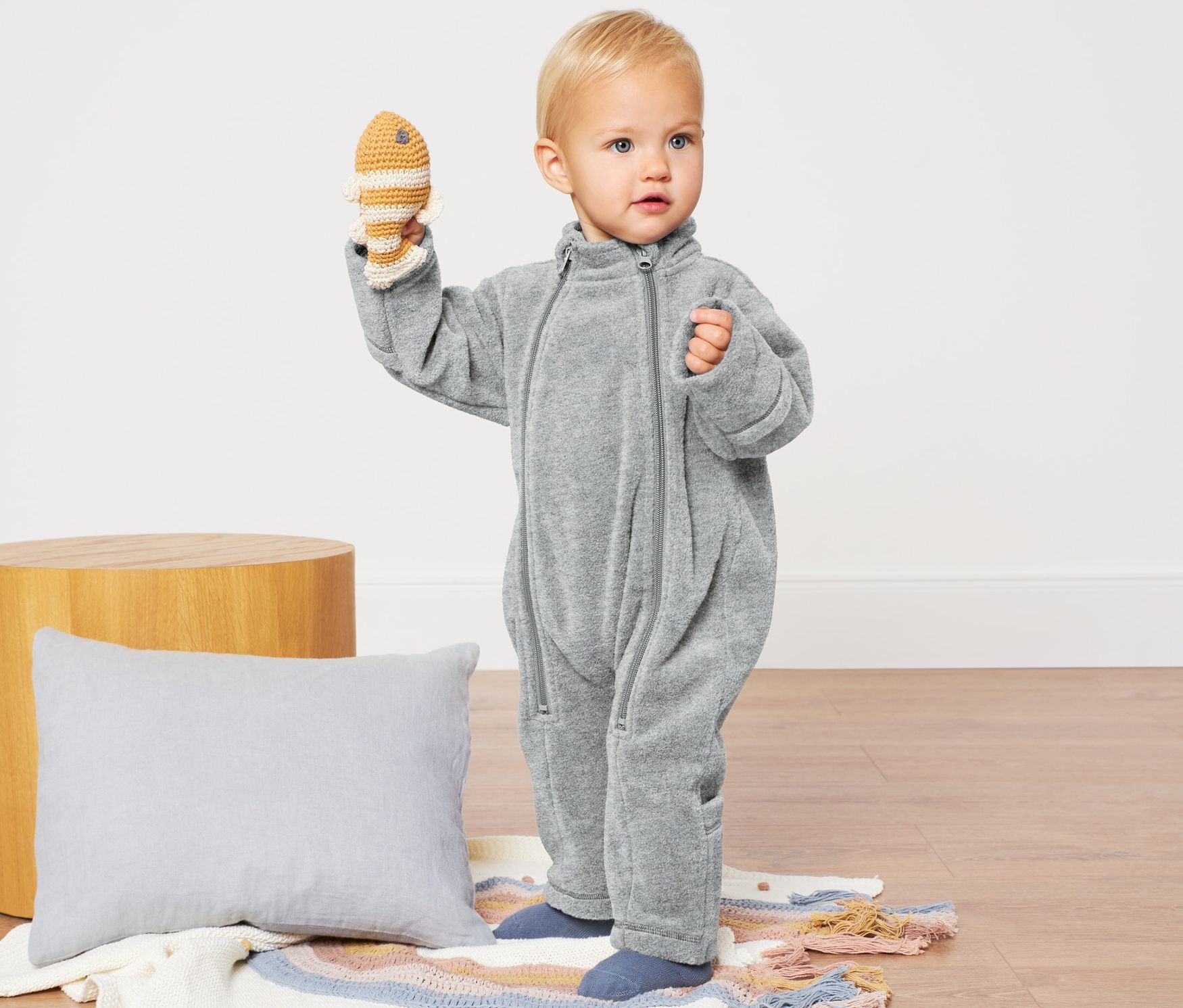 Thumbnail - Tchibo - Baby-Fleece-Einteiler - Herren - Gr. 86/92 - grau