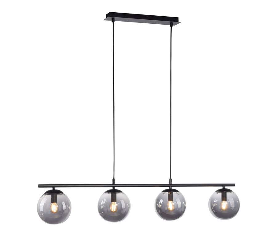 Schwarze JUST LIGHT Pendelleuchte »Big Widow« mit vier Glaskugeln.