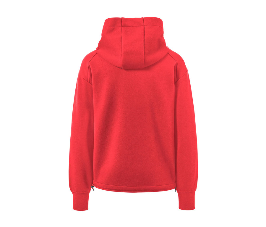 Rote Kapuzen-Sweatjacke.