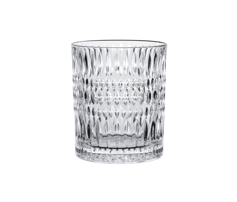 Ein einzelner, klarer Nachtmann Tumbler »Ethno« mit Reliefmuster steht vor einem weißen Hintergrund.