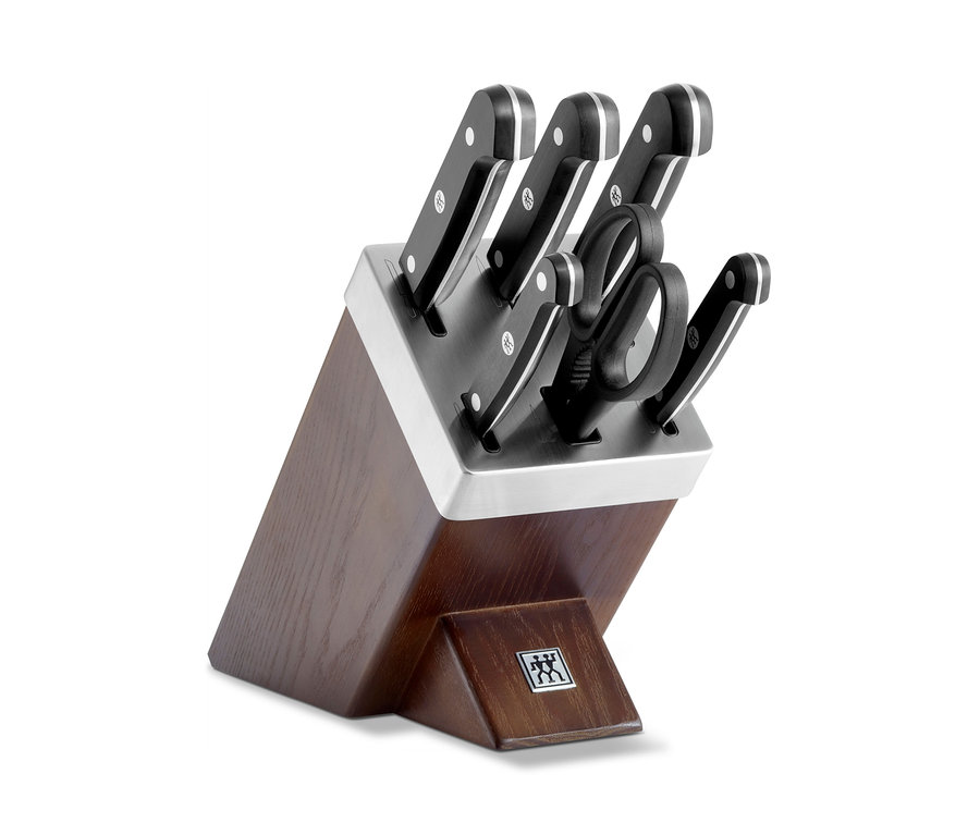 ZWILLING Selbstschärfender Messerblock »Gourmet« mit mehreren Messern und einer Schere.