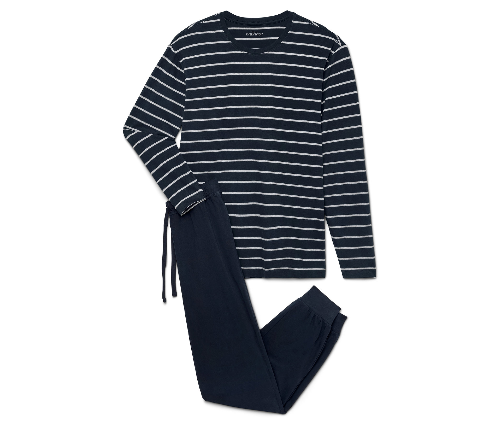 Pyjama mit Bündchen - Herren - Gr. M - dunkelblau - dunkelblau