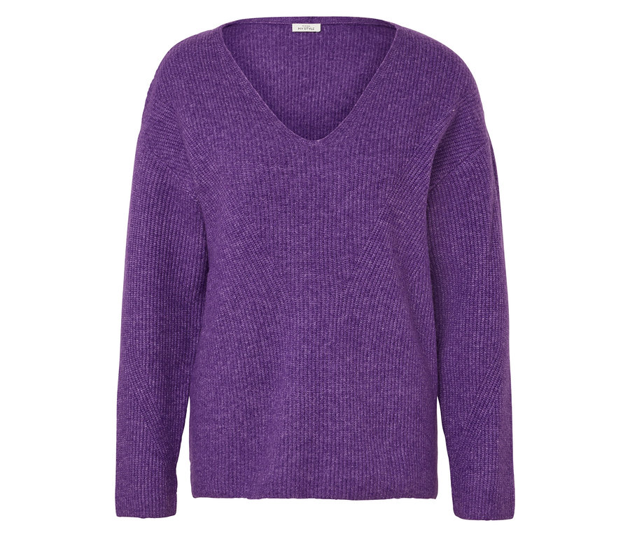 Lila V-Ausschnitt Pullover.