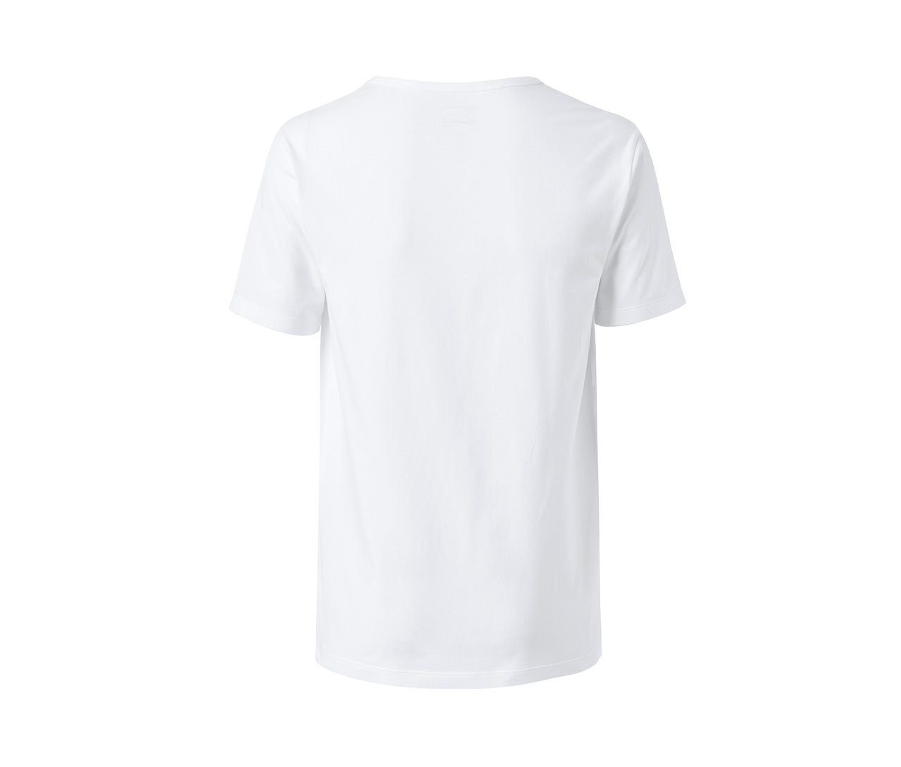 Rückansicht eines weißen Kurzarm-T-Shirts. 2 Jersey-Halbarm-Unterhemden.