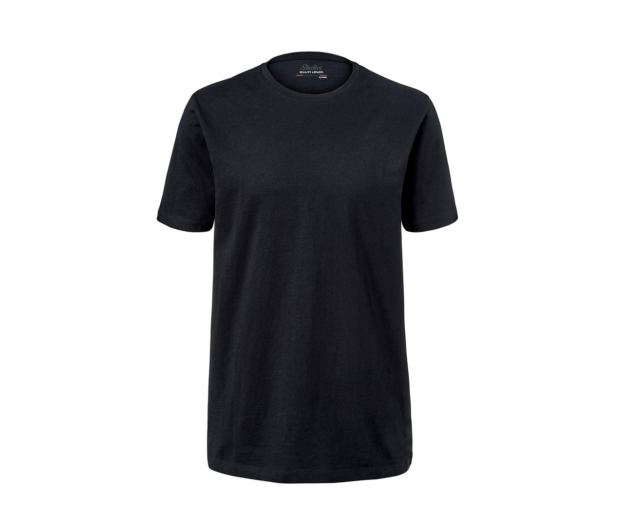 Schwarzes T-Shirt mit Rundhalsausschnitt, 1 Stk. aus einem 2er-Set.