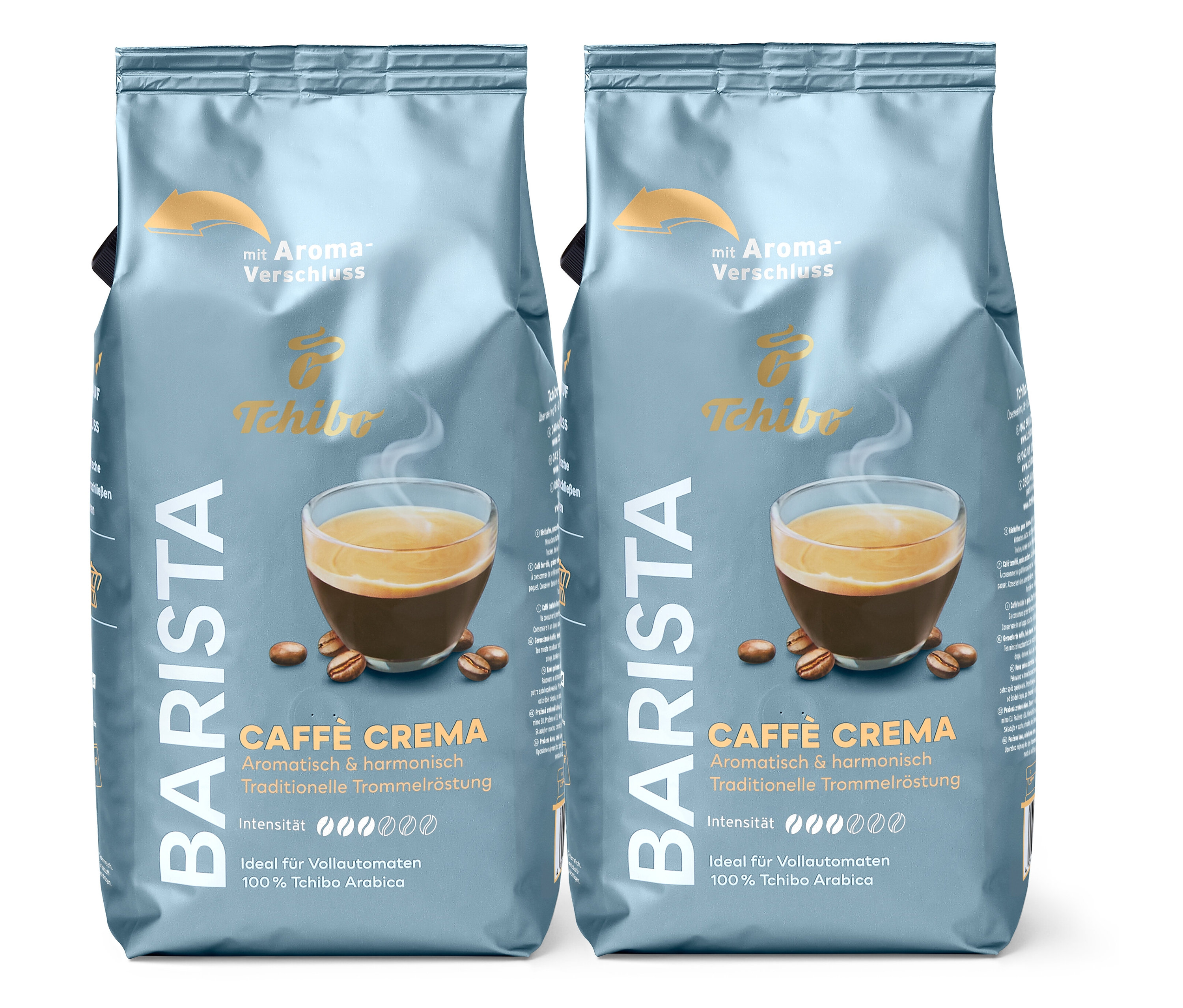 Zwei Packungen BARISTA Caffè Crema - 2x 1 kg Ganze Bohne.
