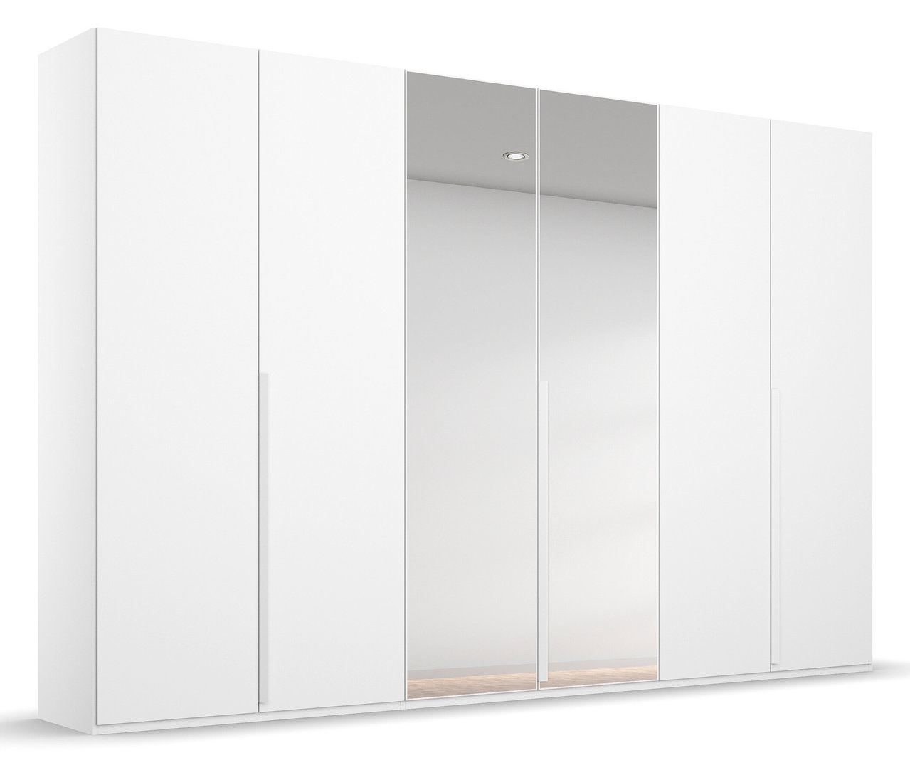 Weißer, 6-türiger Kleiderschrank »Purisma« mit Spiegel.