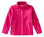 Die fuchsiafarbene JAKO-O Kuschelfleecejacke mit Stehkragen liegt flach.