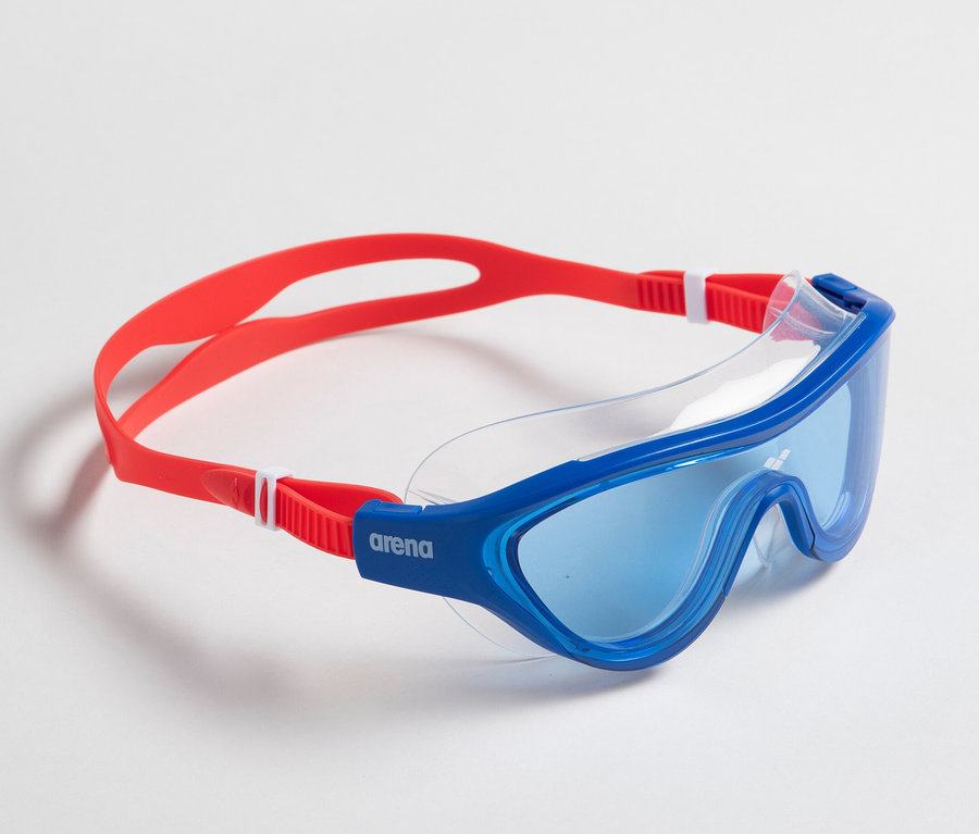 Blaue arena Junior Kinder-Schwimmbrille The One Mask auf weißem Hintergrund.