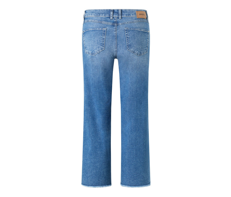 Rückansicht der hellblauen Angels Jeans »Linn« Culotte Fransen.