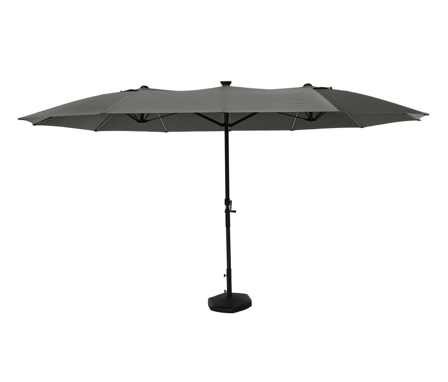 LECO Doppel-Sonnenschirm mit LED-Beleuchtung, oval, ca. 270 x 460 cm, anthrazit.