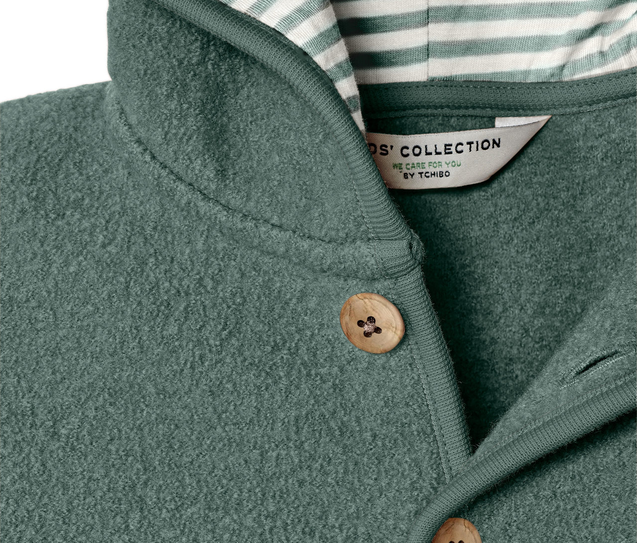 Detailansicht der Kinder-Walkjacke mit Merinowolle.