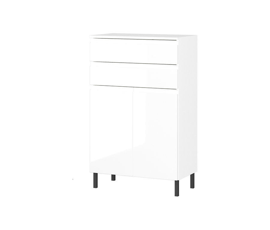 Weisse »Salinas« Kommode mit zwei Schubladen und Türen.
