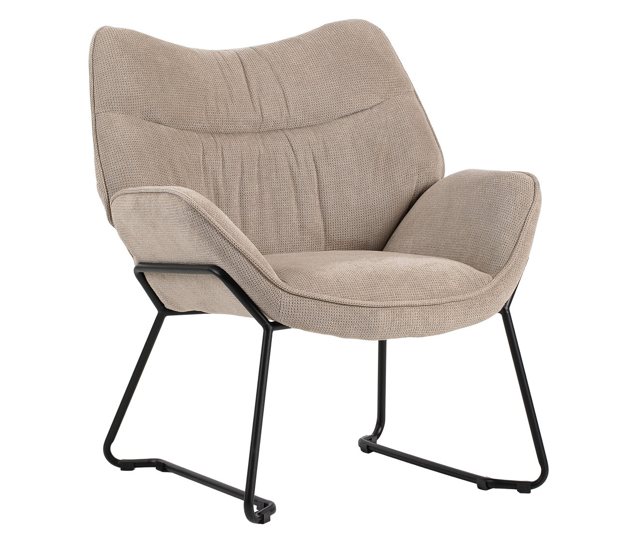 Beiger DeVries Sessel »Aliano« mit schwarzem Metallgestell.