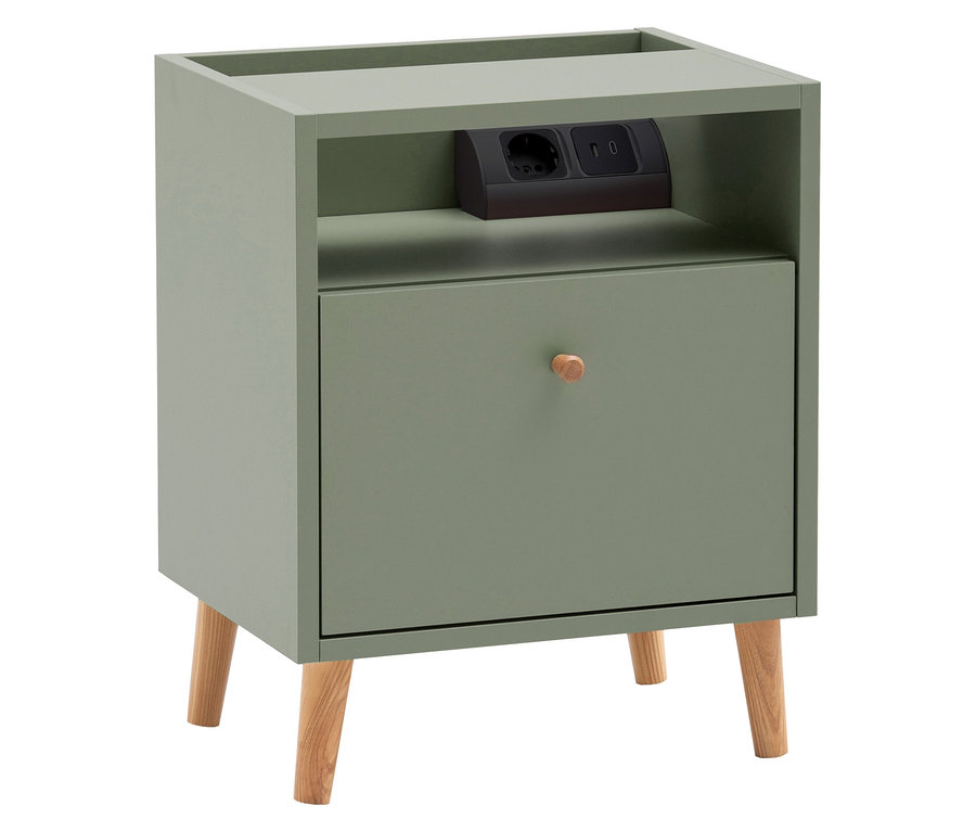 Pistazienfarbener Nachttisch »Bjarne« mit Ladefunktion.