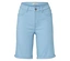 Hellblaue Denimshorts vor einem weißen Hintergrund.