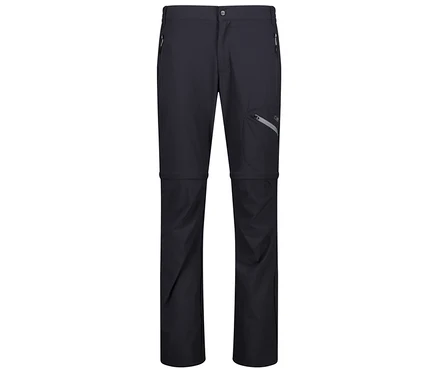 Abgebildete, schwarze, lange Hose mit Reißverschlüssen an den Knien, die es ermöglichen, sie in Shorts umzuwandeln.