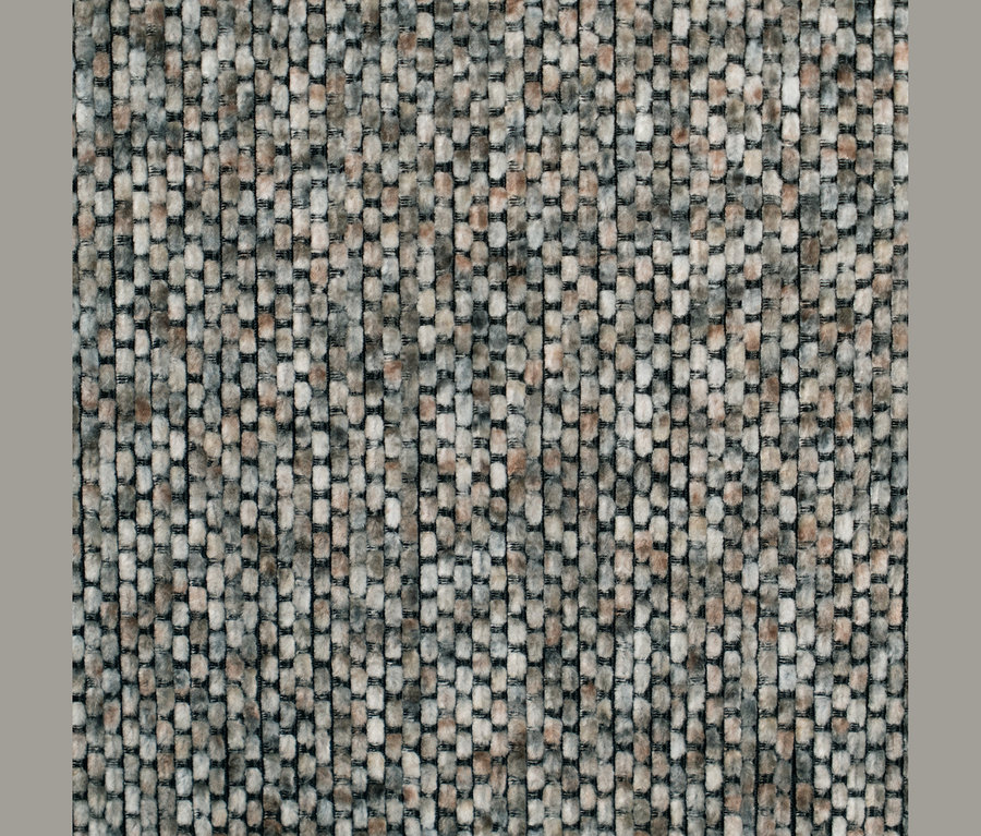 Nahaufnahme eines taupefarbenen, gewebten Stoffes mit strukturierter, mehrfarbiger Webart, wie er für das 3-Sitzer Schlafsofa Janny verwendet wird.