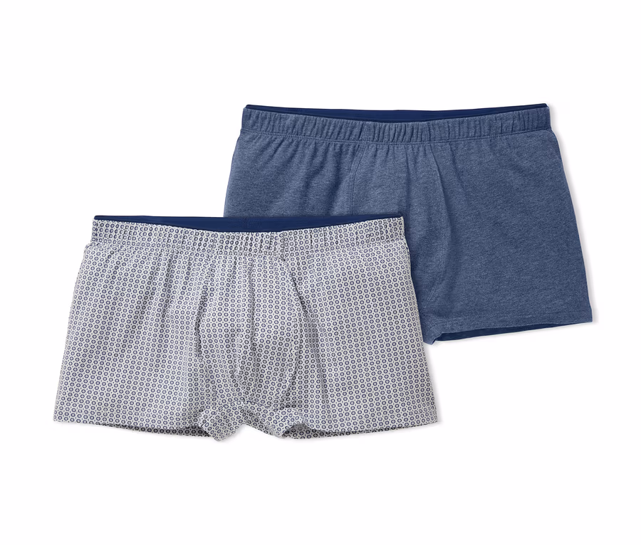 Zwei Slipboxer, eine blau, eine grau mit geometrischem Muster.