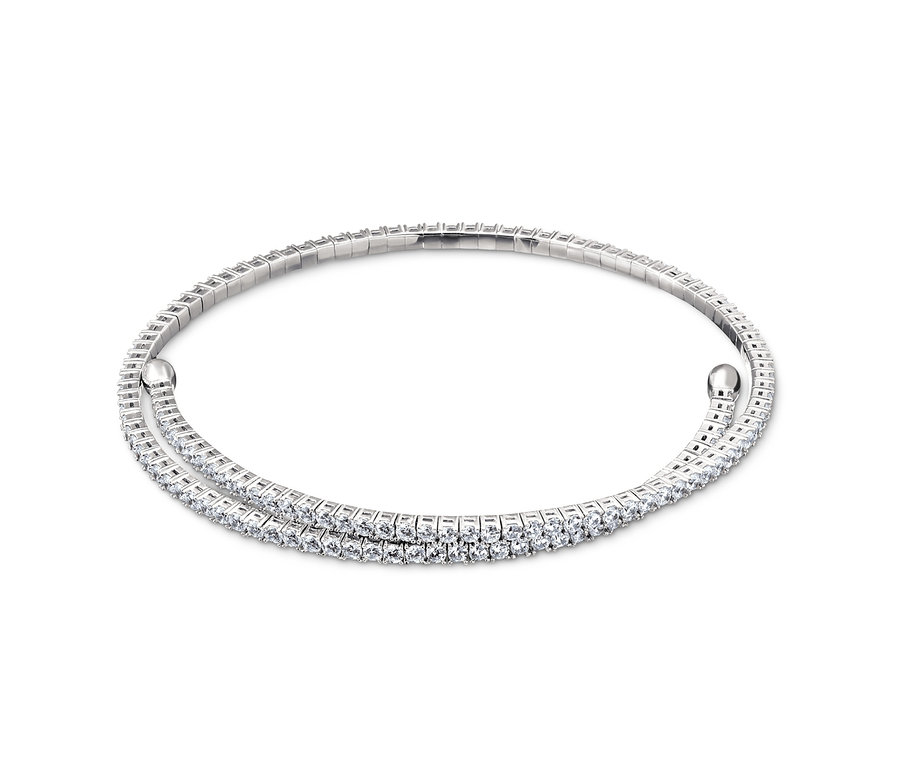 Zwei flexible Armreife aus 925 Silber mit Zirkonia »Premium Collection« auf weißem Hintergrund.