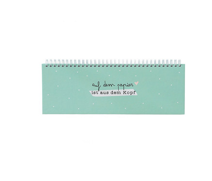 Abgebildeter Tischkalender "Auf dem Papier ist aus dem Kopf".