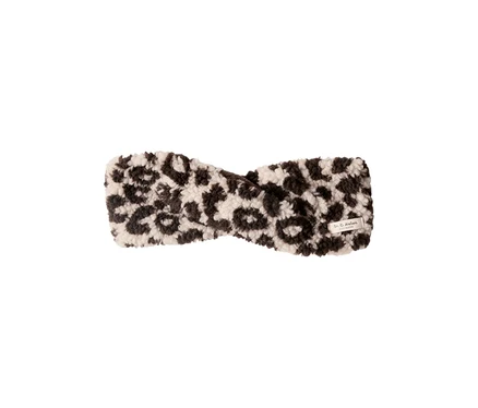 Gedrehtes Street One Stirnband mit flauschigem dunkelbraunem und cremefarbenem Leopardenmuster.