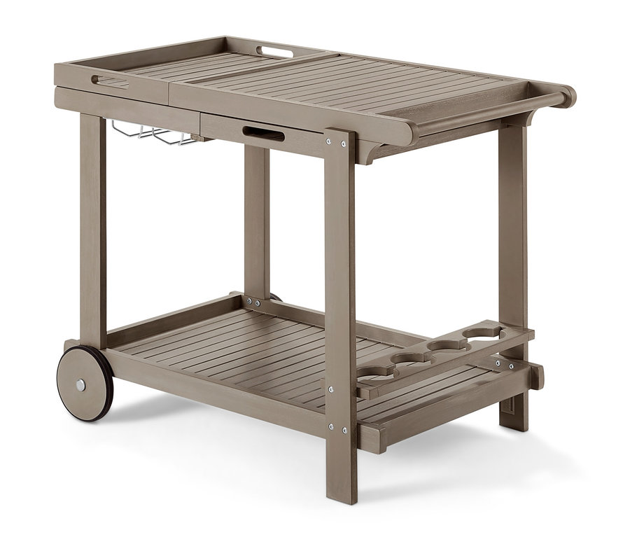 Ein grauer Barbecue-Trolley »Leira« mit 2 herausnehmbaren Tabletts.