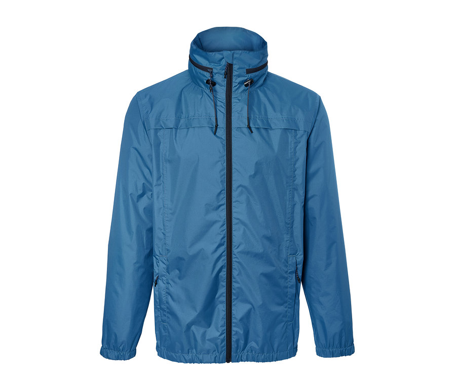 Blaue Outdoorjacke.