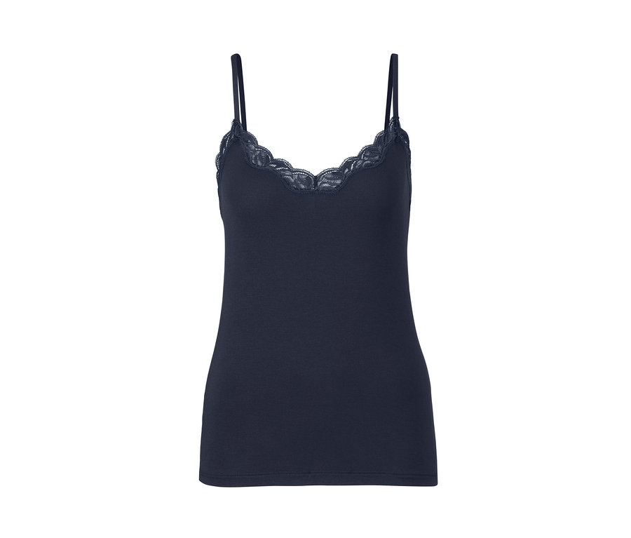 Dunkelblaues Hemdchen mit Spitze.