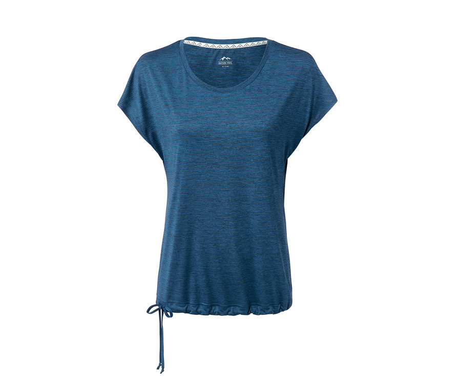 Blaues Funktionsshirt mit kurzen Ärmeln.