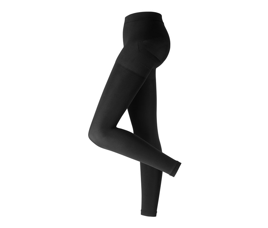 Schwarze Bodyforming-Leggings auf weissem Hintergrund.