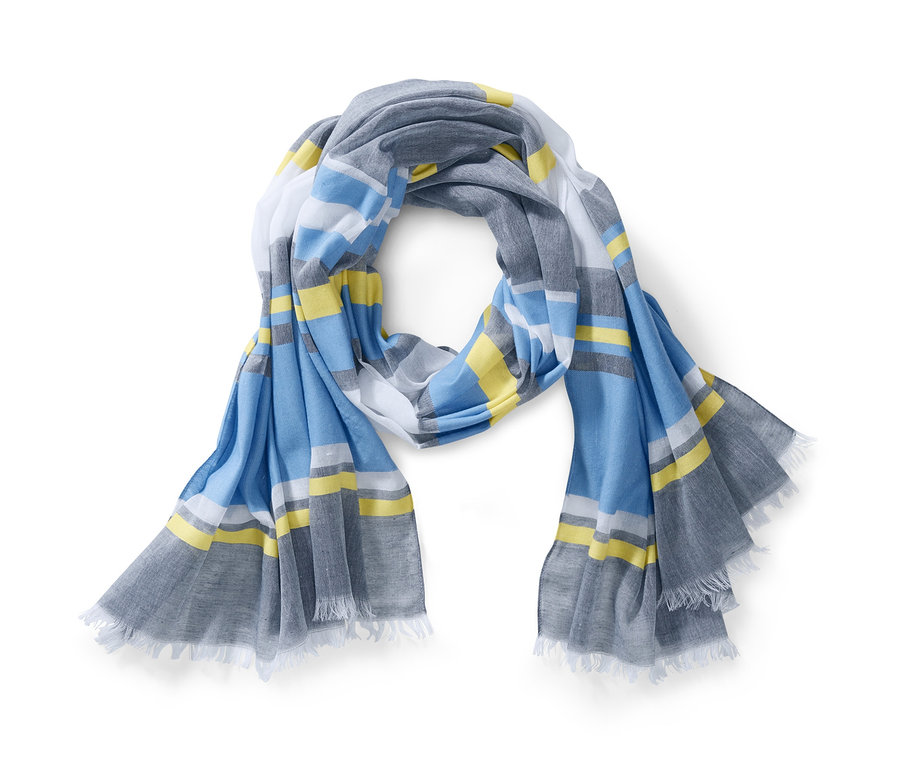 Gestreifter XL-Schal mit kurzen Fransen.