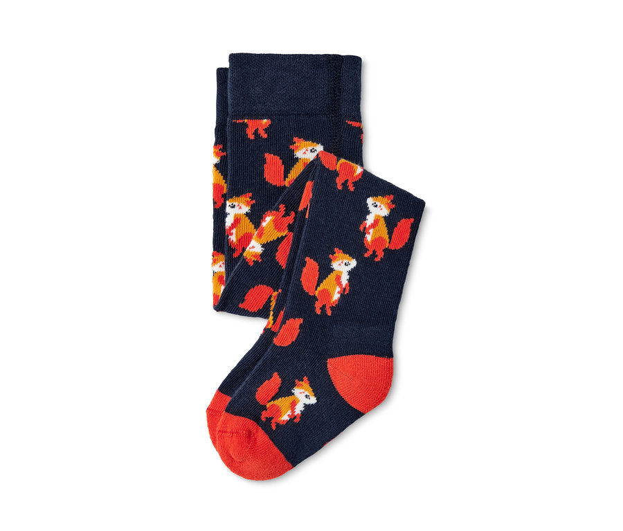 Dunkelblaue Strumpfhosen mit Fuchs-Alloverprint, 3 Paar.