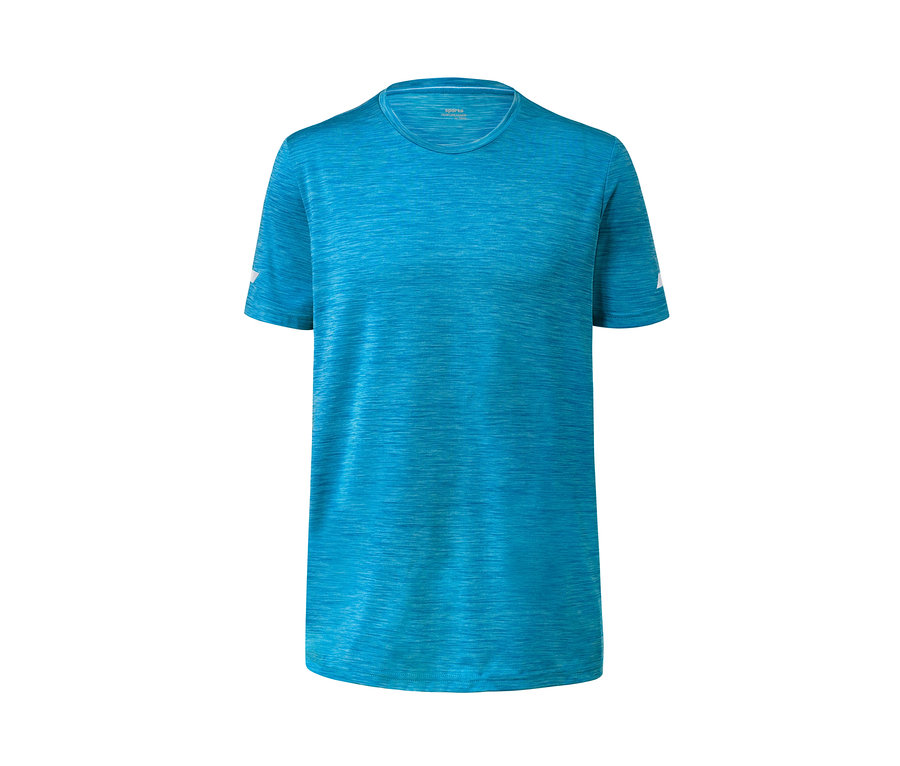 Blau meliertes Funktionsshirt.